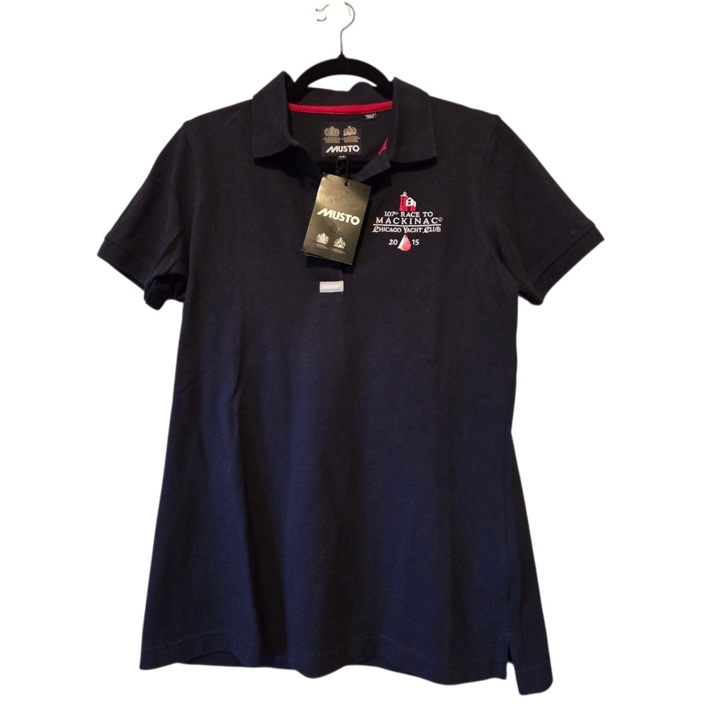 Musto NWT Chicago Yacht Club Pique Polo Shirt Women's 14 Navy Mackinac Race 2015